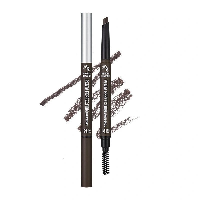 Holika Holika Wonder Drawing Penta Perfection Brow Pencil 01 Dark Brown - antakių pieštukas